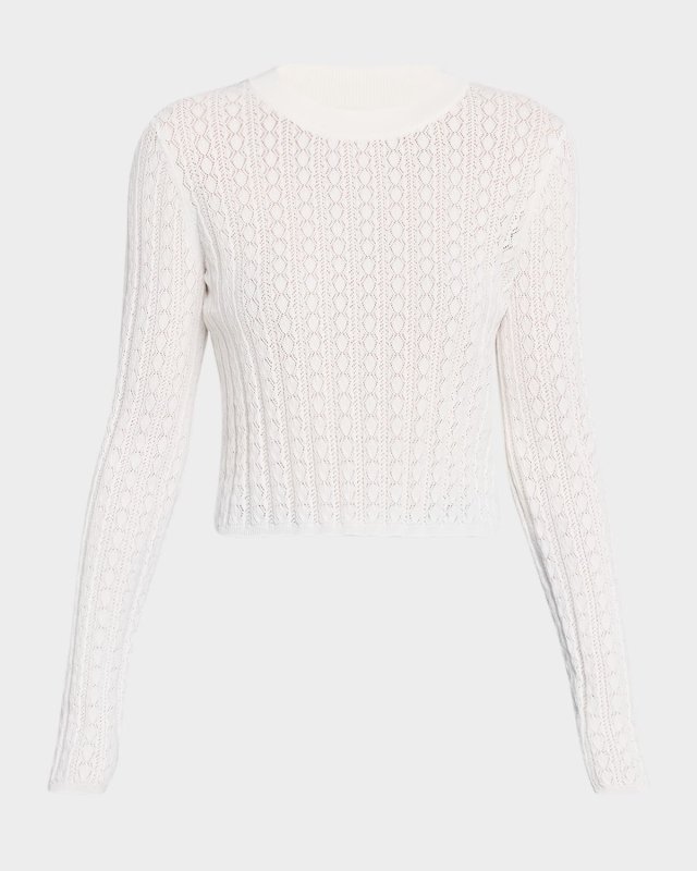 Tinos Pointelle Knit Cropped Sweat